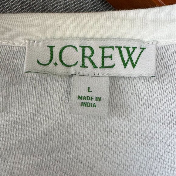 J. Crew Broken in Jersey White Eyelet Embroidered Puff Sleeve T Shirt Size Large - Picture 11 of 17